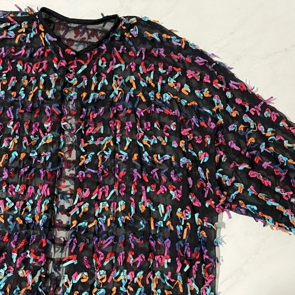 Vintage 80s Oscar De La Renta Rare Medium Multicolor Dopamine Bow Cardigan Artsy - Picture 3 of 6